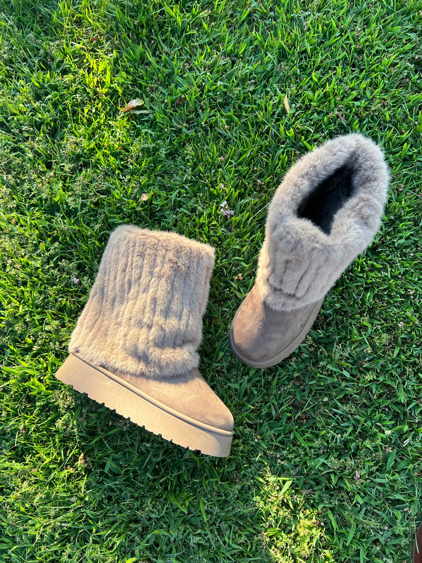 Platform Tall Faux Sherpa Fold Over Fur Boots