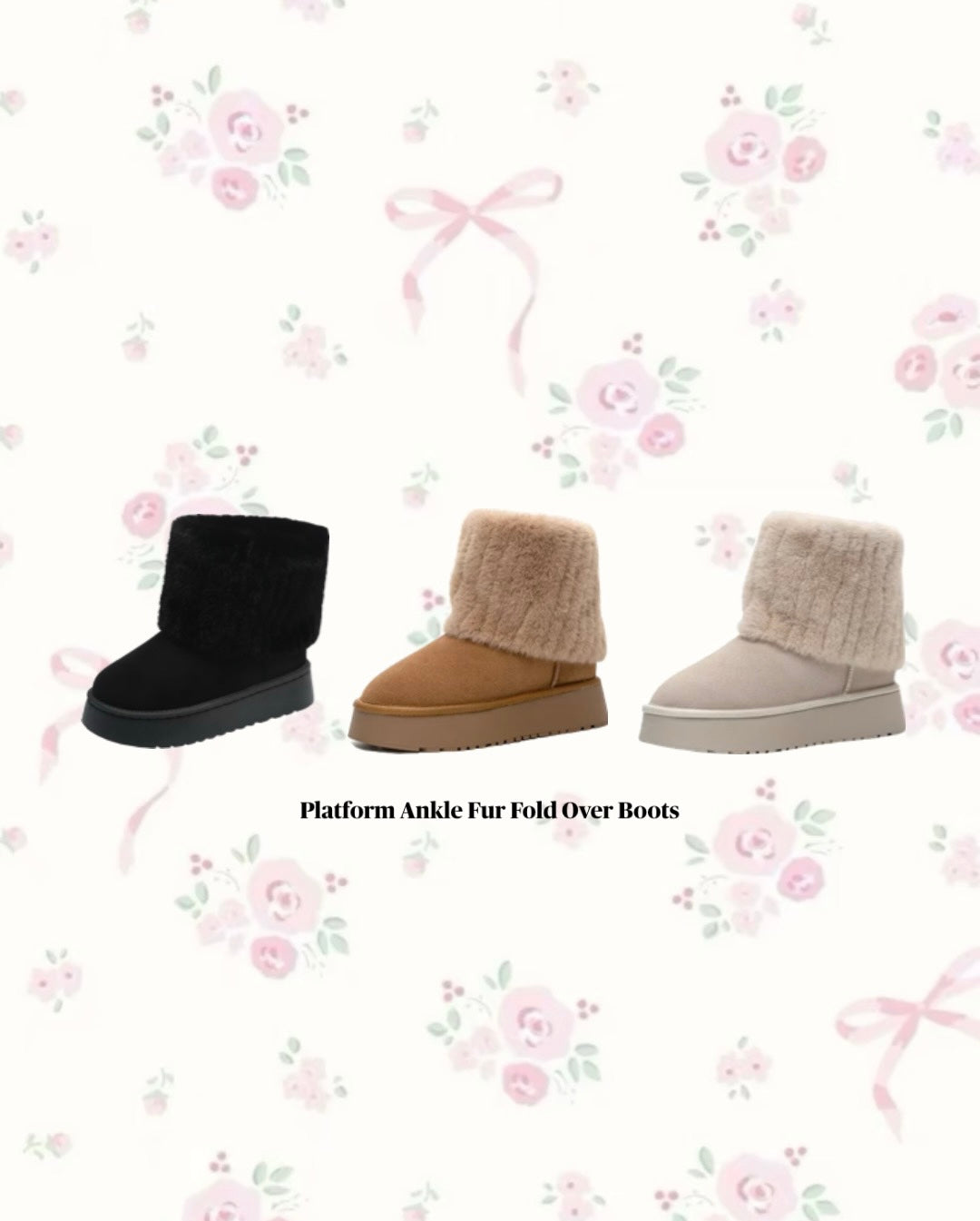 Camel Short Platform Fold Over Boots
