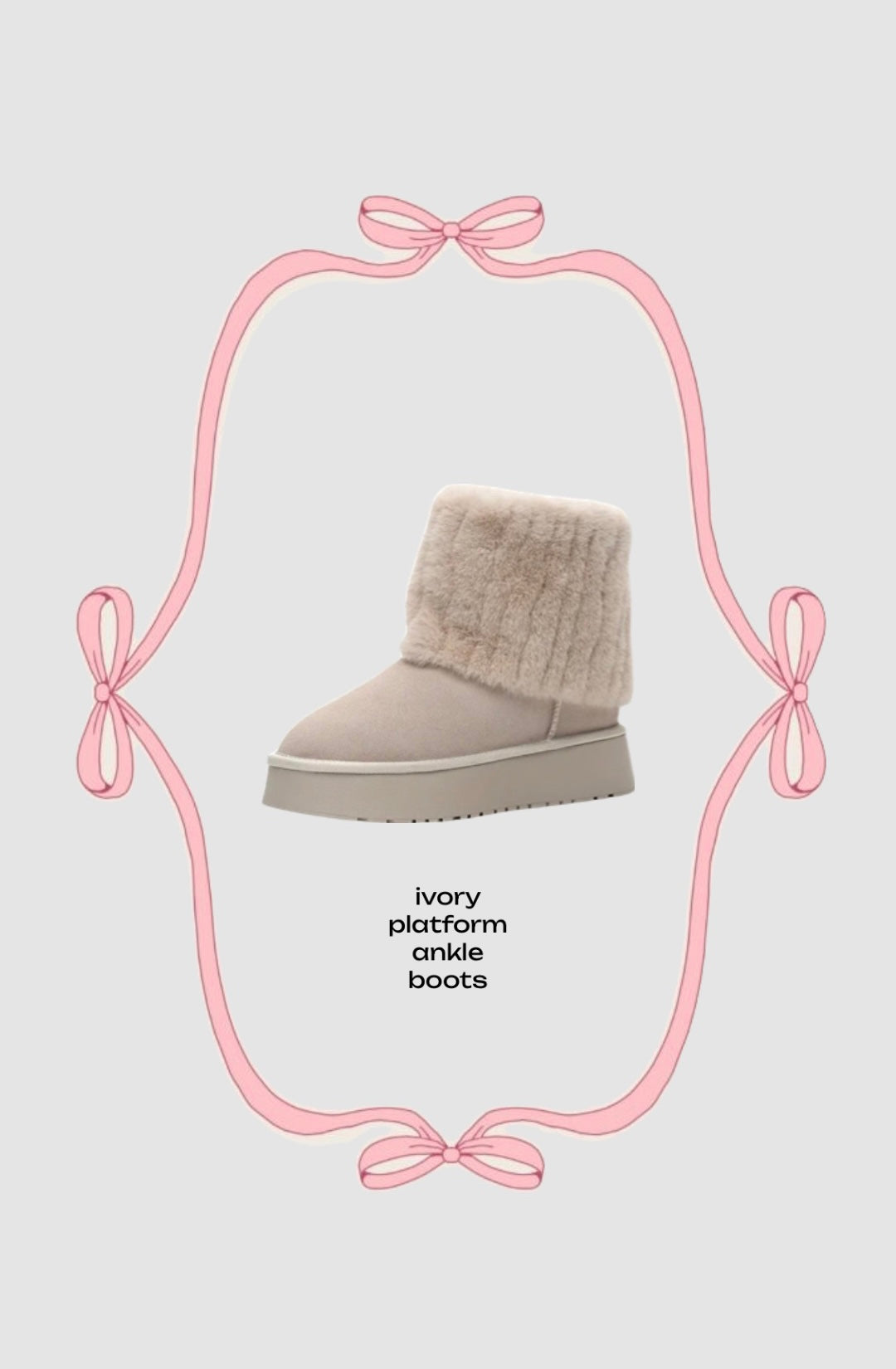 Ivory Platform Fold Over Fur Short Boots