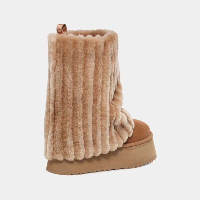 Pre Order Tall Sherpa Mega Platform Fold Over Fur Boots