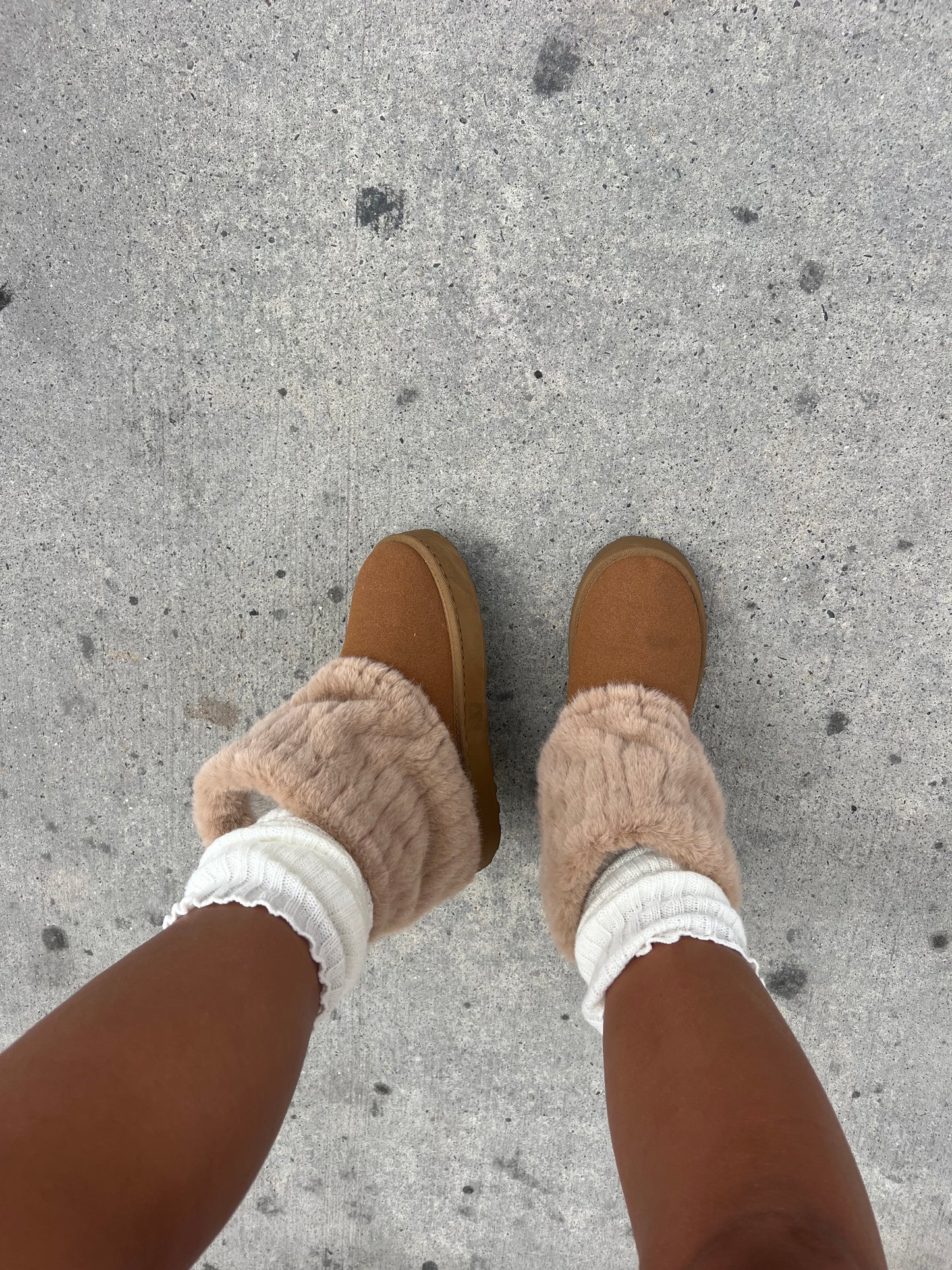 Camel Short Platform Fold Over Boots