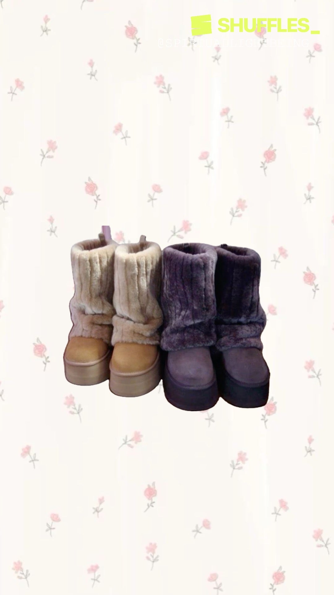 Pre Order Tall Sherpa Mega Platform Fold Over Fur Boots