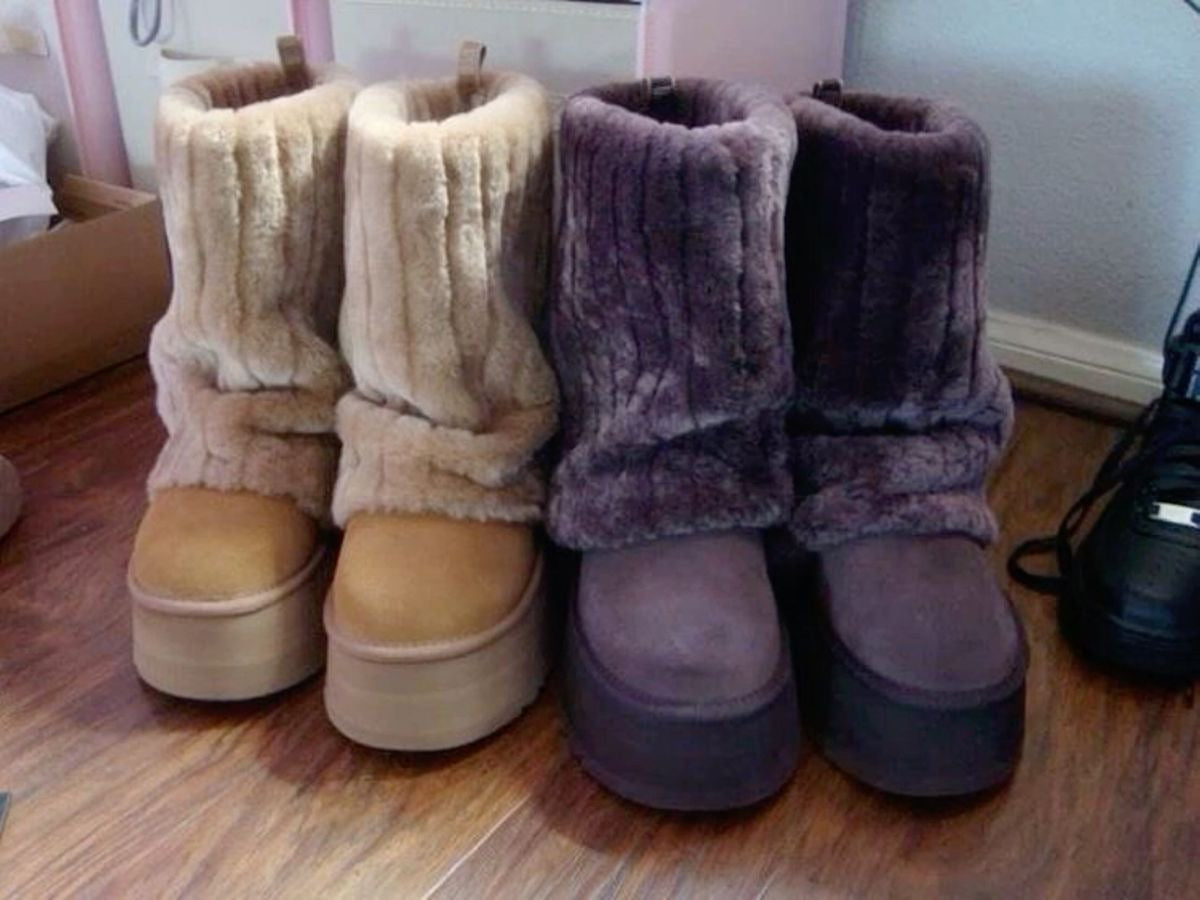 Pre Order Tall Sherpa Mega Platform Fold Over Fur Boots