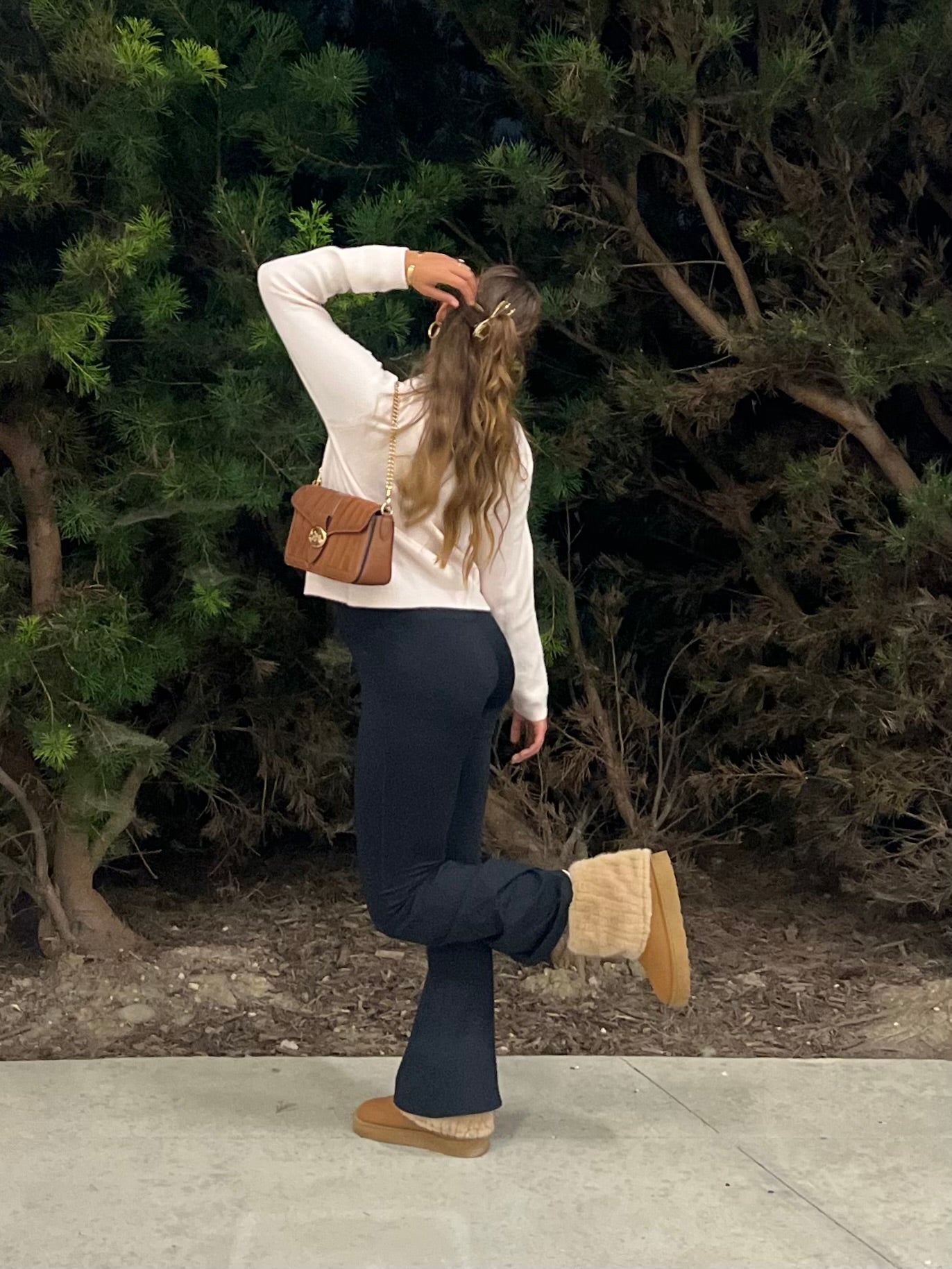 Camel Short Platform Fold Over Boots