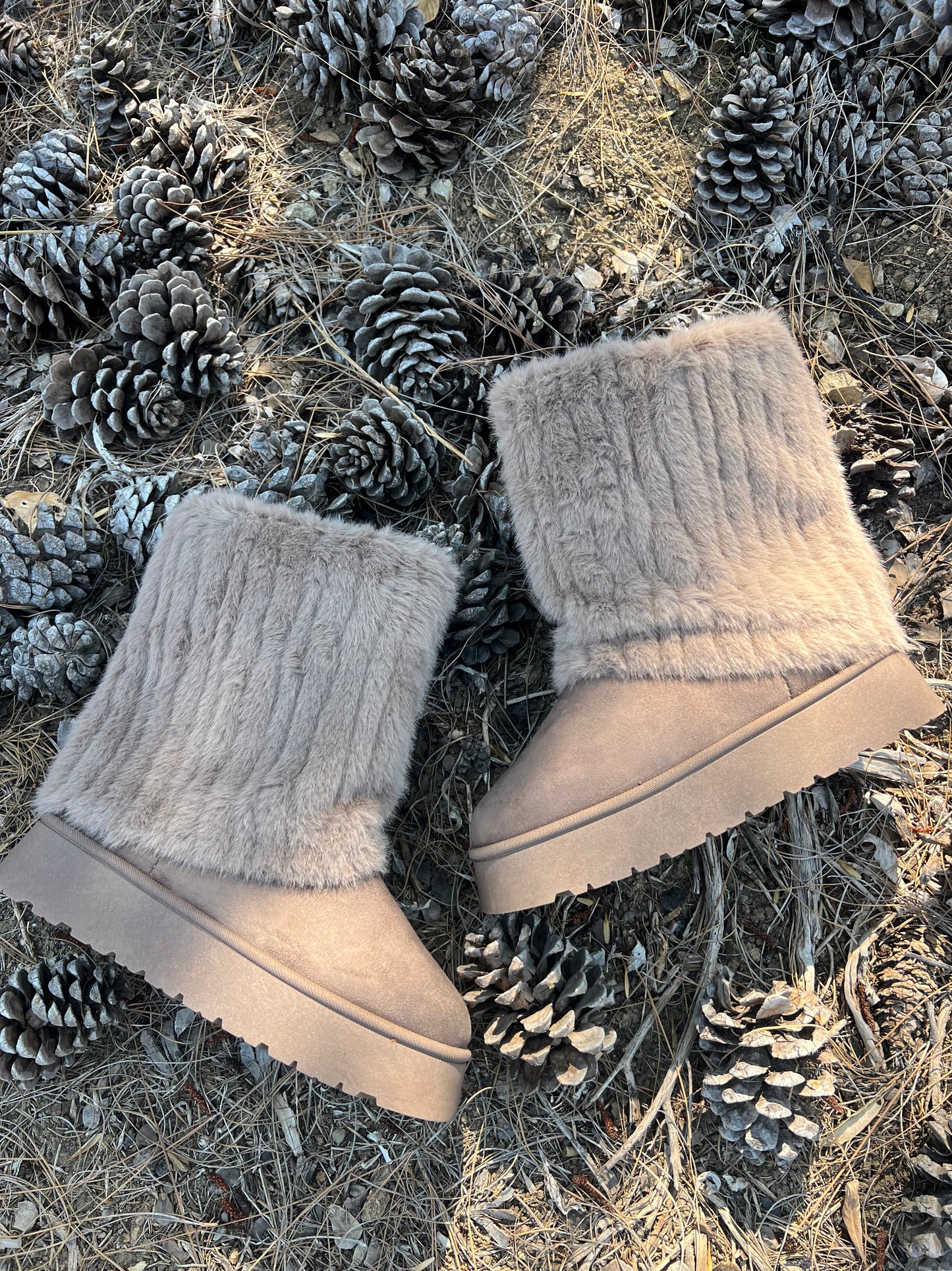Platform Tall Faux Sherpa Fold Over Fur Boots