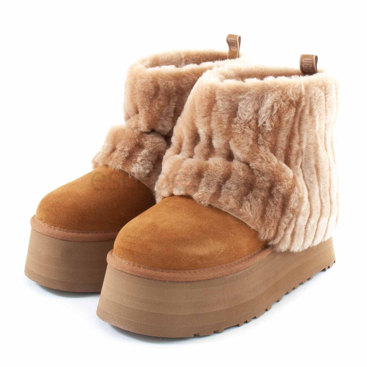 Platform Fold Over Fur Boots Ankle Round Toe