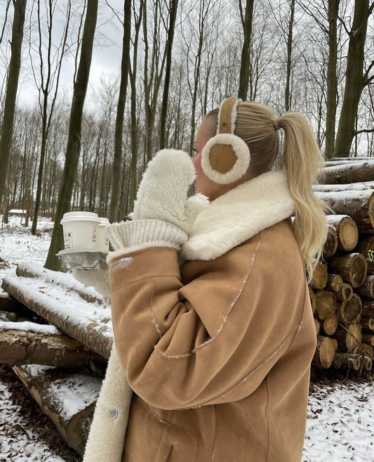 Brown Furry Faux Fur Suede Adjustable Ear Muffs